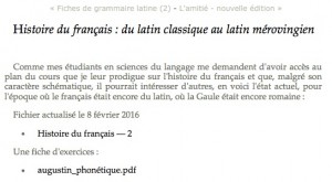 Nicolas Lakshmanan @ lettresclassiques.fr / Histoire du français : du latin classique au latin mérovingien