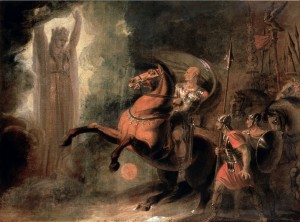 La déesse Rome apparaissant à Jules César au bord du Rubicon, Richard Westall (1793)