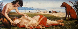 Un satyre pleurant sur une nymphe, Piero di Cosimo (1495)