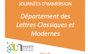 Journées d'immersion - Université de Pau, département des Lettres 18 et 25 novembre