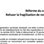 Le SIA refuse la fragilisation de notre système éducatif