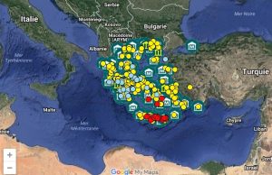 Carte des sites et musées archéologiques de la Grèce antique