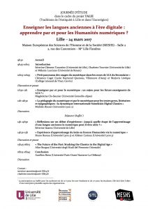 Enseigner les langues anciennes à l’ère digitale : apprendre par et pour les Humanités numériques ? (Lille) @ Lille - Maison Européenne des Sciences de l'Homme et de la Société (MESHS) - Salle 2 - 2, rue des Canonniers | Lille | Hauts-de-France | France