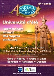 Université d'été, apprentissage intensif des langues anciennes @ Université de Pau | Pau | Nouvelle-Aquitaine | France