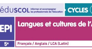 Un exemple d'EPI LCA en 5è sur Eduscol : "la grammaire au plateau - théâtre et didactique interdisciplinaire des langues"