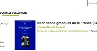 Nouveauté sur Persée : " Inscriptions grecques de la France (IGF)"