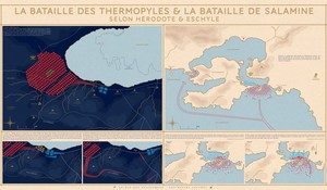La Vie des Classiques propose un (très beau) nouveau poster :  La Bataille des Thermopyles et la bataille de Salamine