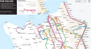 Infographie : Les Voies Romaines en Gaule présentées à la manière d'une carte de métro 
