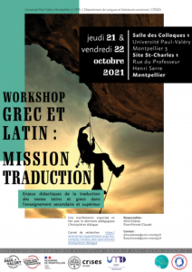 Un séminaire à ne pas louper : Workshop grec et latin : Mission traduction