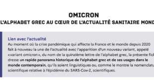 Ressource Eduscol : "Omicron, l’alphabet grec au cœur de l’actualité sanitaire mondiale"