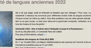 Stages d'été de langues anciennes 2022
