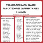 Vocabulaire latin classé par catégories grammaticales
