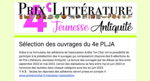 4e Prix Littérature Jeunesse Antiquité : à vous de choisir !