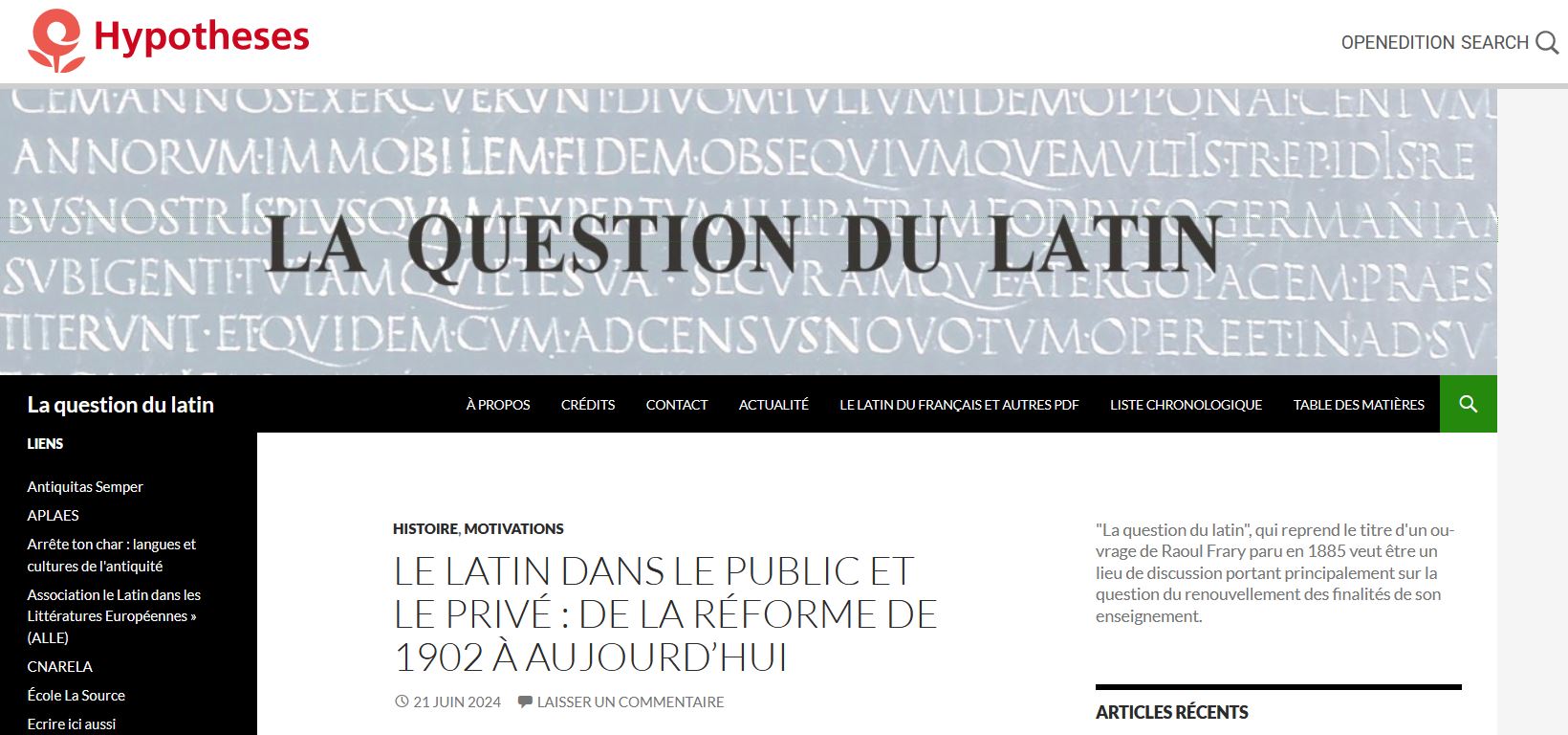 Question Latin La question du latin : un panorama de l’enseignement du latin par ...