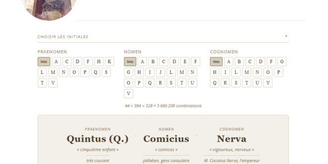 GÉNÉRATEUR DE NOMS ROMAINS : UNE NOUVELLE VERSION
