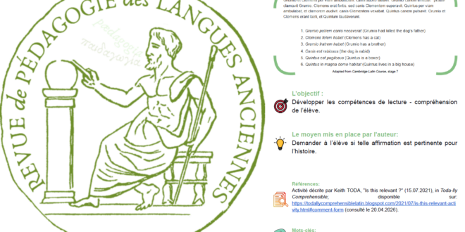 Revue de pédagogie des langues anciennes /